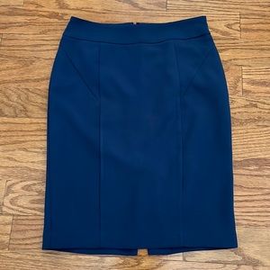 Dark blue fully lined pencil skirt.